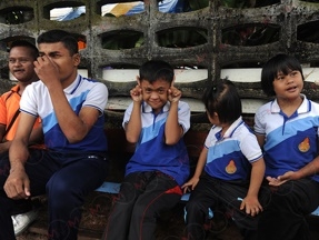 น้องๆ เด็กออทิสติกที่มาร่วมเข้าบำบัดด้วย "อาชาบำบัด"