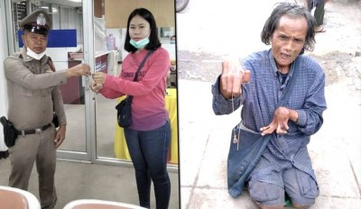 ชายขอทานพิการ เก็บสร้อยทองได้ คลานมาส่งให้ตำรวจ โซเชียลแห่ชื่นชม
