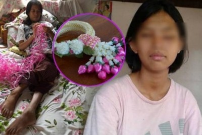 นางบุญยืน บุญบรรดาล อายุ 37 ปี และบุตรสาวพิการตาบอด