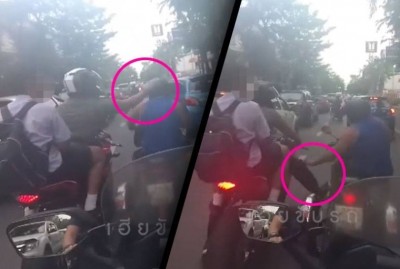 จวกยับ!มอเตอร์ไซค์กร่าง โชว์ตบหัว-ถีบผู้พิการ!