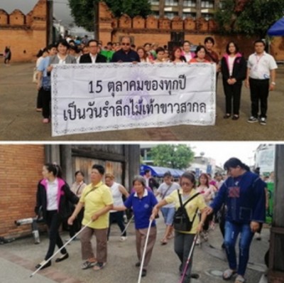 จังหวัดเชียงใหม่จัดกิจกรรมเดินรณรงค์วันรำลึกไม้เท้าขาวสากล ประจำปี 2561