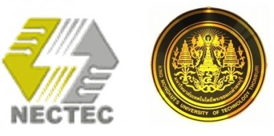 โลโก้ NECTEC และ โลโก้มหาวิทยาลัยเทคโนโลยีพระจอมเกล้าธนบุรี
