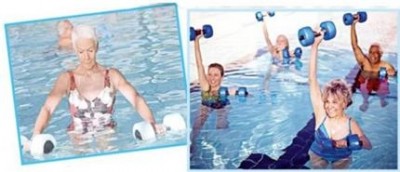 ผู้สูงอายุออกกำลังกายในน้ำ กับ ธาราบำบัด