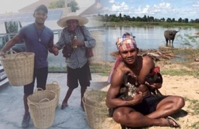 บัวขาว บัญชาเมฆ นักมวยไทย ช่วยลุงพิการซื้อตะกร้า