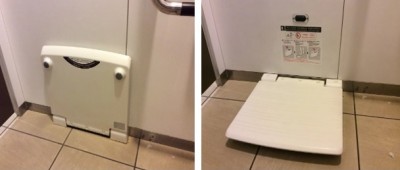 อุปกรณ์สำหรับยืนเปลี่ยนเสื้อผ้าในห้องน้ำ โดยตัดปัญหาผู้ใช้งานไม่ต้องการให้เท้าสัมผัสกับพื้นโดยตรง