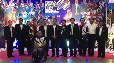 นายชูเกียรติ สิงห์สูง นายกสมาคมกีฬาคนพิการแห่งประเทศไทย ในพระบรมราชูปถัมภ์ เป็นประธานในงานเลี้ยงต้อนรับนักกีฬาคนพิการ แทง ยู เดอะ ฮีโร่ ที่ได้เดินทางไปแข่งขันกีฬาอาเซียนพาราเกมส์ ครั้งที่ 9