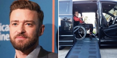 จัสติน ทิมเบอร์เลก มอบรถตู้วีลแชร์แบบลิฟต์ให้ชายพิการทางสมอง เป็น ของขวัญ
